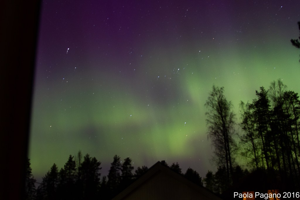 Northern lights in Jyväskylä, Finland, during the winter 2016.